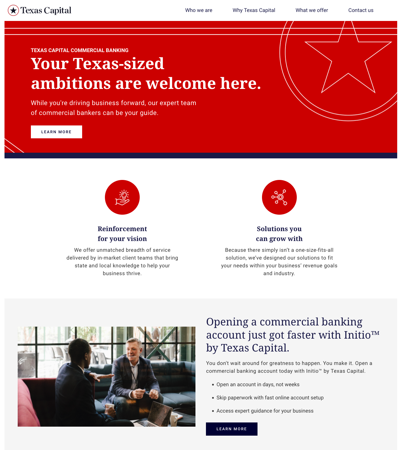 Texas Capital Bank screenshot